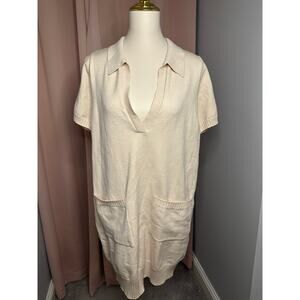 EUC Show Me Your Mumu Dexter Mini Sweater Dress Cream Boho City Oversized Sz L